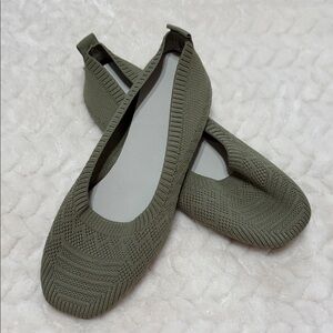 Olive Green Women's Knit Flats